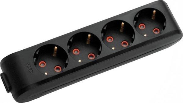 Viko Ml-90133400 Multi-Let 4Lü Priz Çocuk Korumalı Topraklı Klemensli Siyah Grup Priz - Image 1