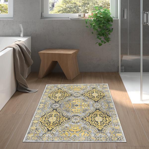 Dekoreko Kaymaz Taban Djt Banyo Halısı Star Pamuk Modern 659M - Image 1