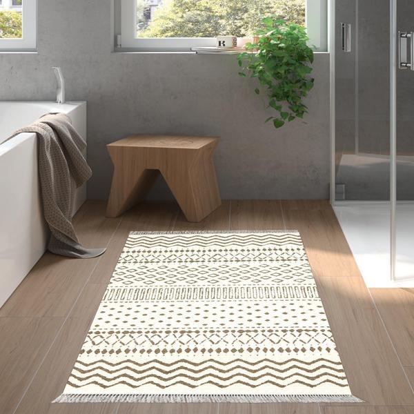 Dekoreko Kaymaz Taban Djt Banyo Halısı Trend Saçaklı İskandinav F5086 - Image 1