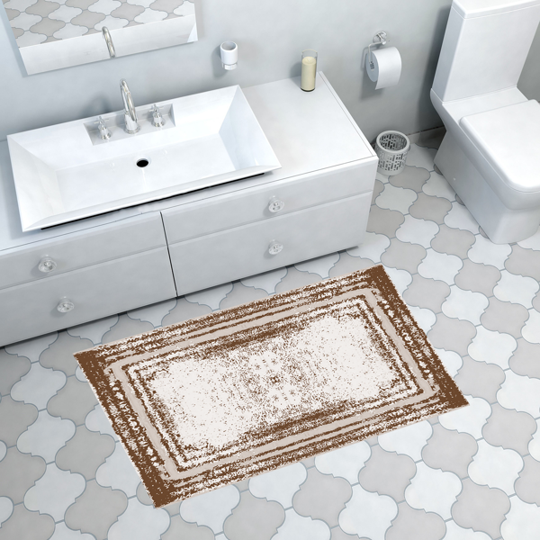 Dekoreko Kaymaz Taban Djt Banyo Halısı Yıldız Deri Modern M5132 - Image 1
