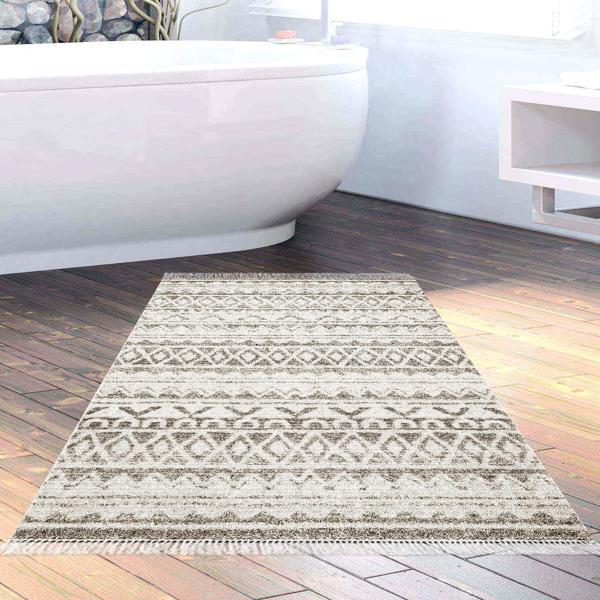Dekoreko Kaymaz Taban Djt Banyo Halısı Yıldız Deri Saçaklı İskandinav F5078 - Image 1