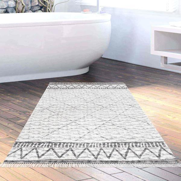 Dekoreko Kaymaz Taban Djt Banyo Halısı Yıldız Deri Saçaklı İskandinav F5081 - Image 1