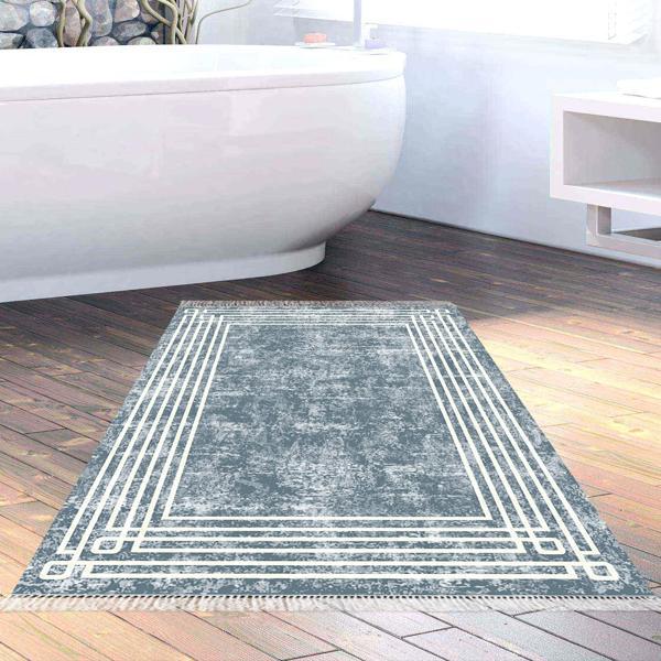 Dekoreko Kaymaz Taban Djt Banyo Halısı Yıldız Deri Saçaklı Modern M5142 - Image 1