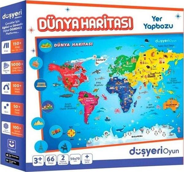 Düşyeri Oyun Yer Yapbozu Dünya Haritası Yer Yapboz - Image 1