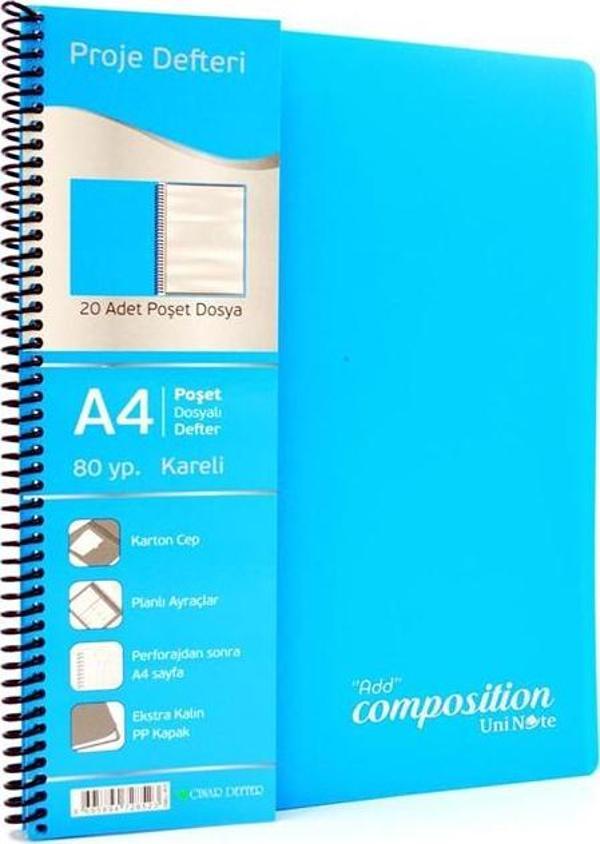 ÇINAR COMPOSİTİON 80 YP A4 KARELİ SPR PROJE DEFTERİ 72852 - Image 1