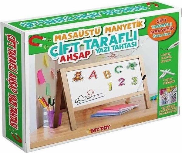 DiyToy Manyetik Çift Taraflı Masaüstü Ahşap Yazı Tahtası - Image 1