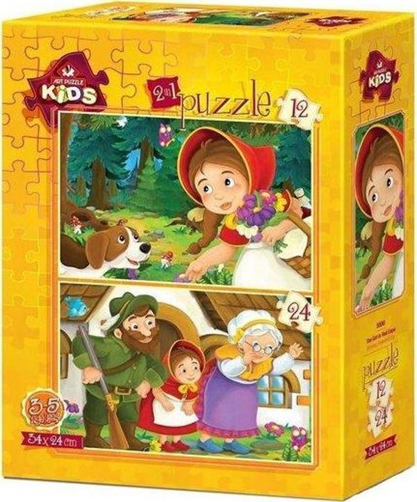 Art Kids Art Çocuk Puzzle Kırmızı Pelerinli Kız 12 + 24 Parça 5550 - Image 1
