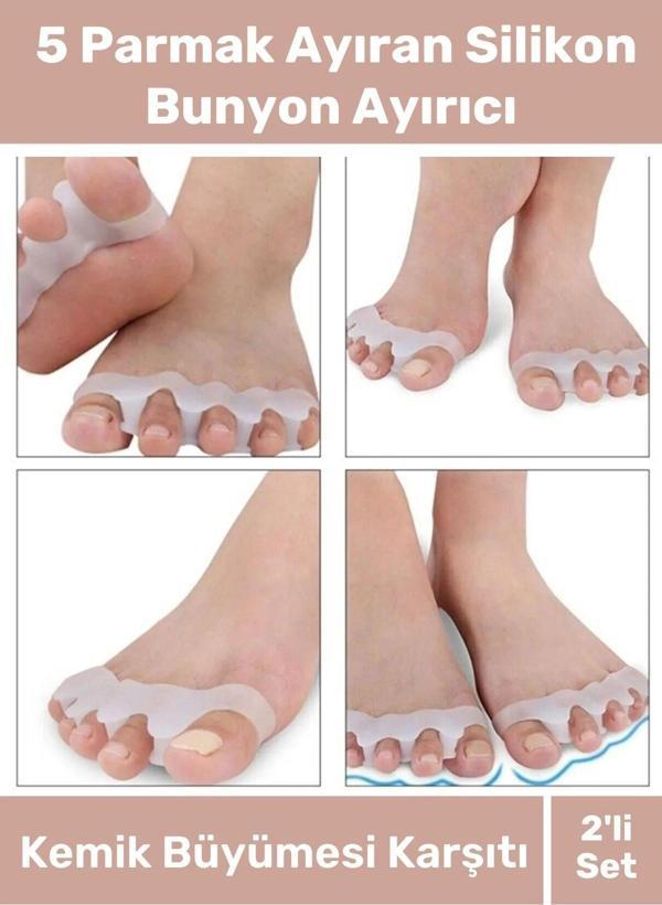 Kemik Büyümesi Karşıtı Şekil Bozukluğu Önleyici Ayak 5 Parmak Ayıran Silikon Bunyon Ayırıcı 2'li Set - Image 1