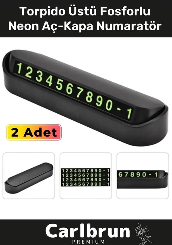 Lüks Araç Içi Telefon Numarası Oto Cam Kartı Torpido Üstü Fosforlu Neon Aç-Kapa Numaratör 2 Adet - Image 1