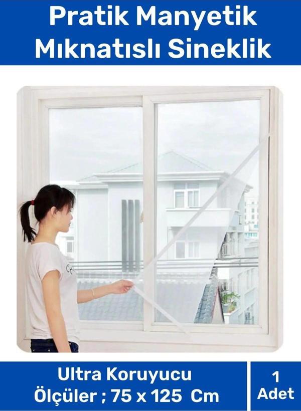 Deluxe Pencere Balkon Dükkan Cam Pratik Manyetik Mıknatıslı Siyah Kapı Sinekliği Tülü 75X125 Cm - Image 1