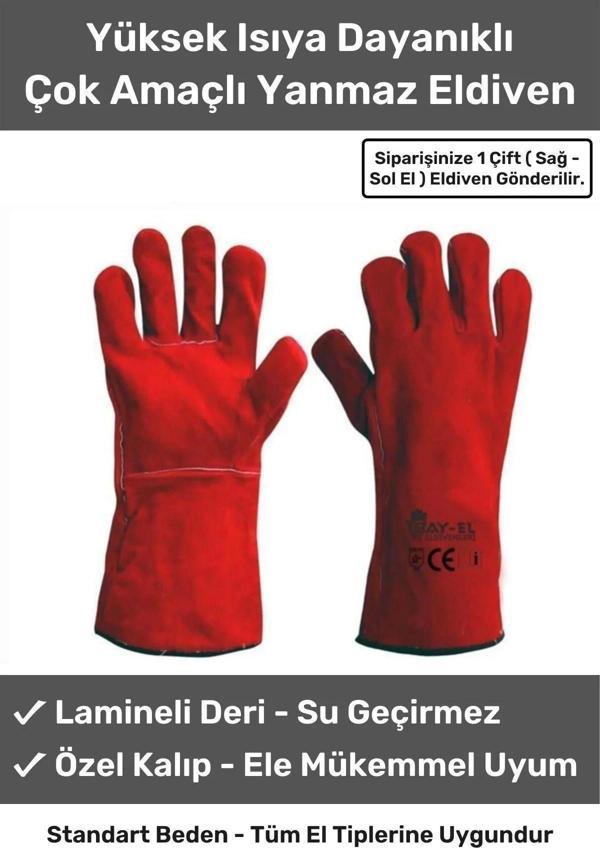 Deluxe Serisi Yanmaz Isıya Dayanıklı Eldiven Kaynak Yangın Için Su Geçirmez Çok Amaçlı Deri Eldiven - Image 1