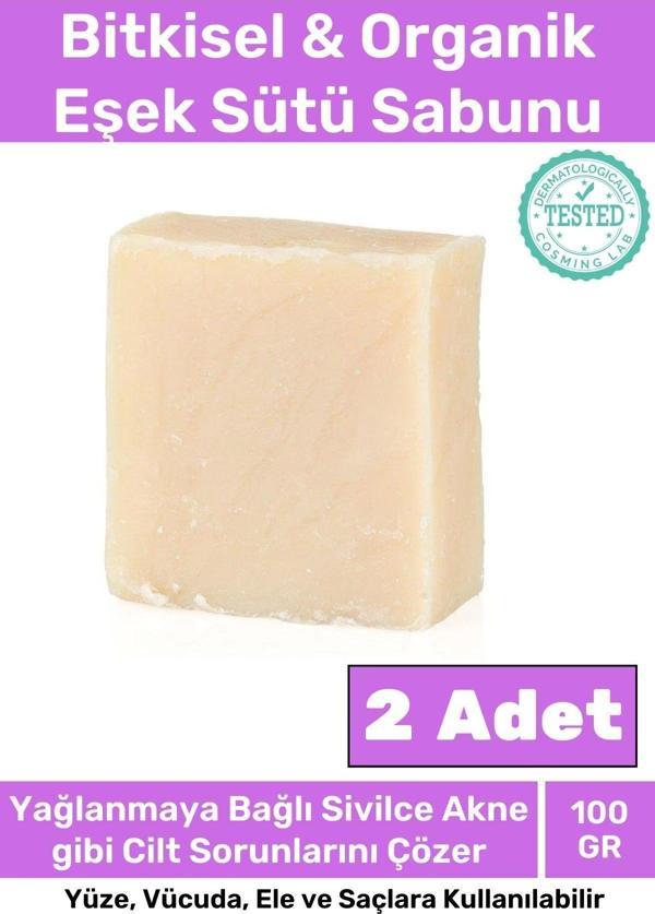 Özel %100 Doğal Bitkisel El Yüz Vücut Saç Cilt Orijinal Vegan 2'li Eşek Sütü Sabunu - Image 1