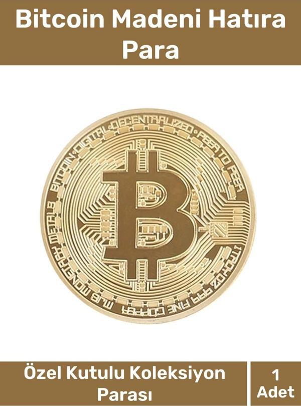 Özel Kutulu Hediyelik Kripto Hatıra Koleksiyon Bitcoin Madeni Para Altın Rengi 1 Adet - Image 1