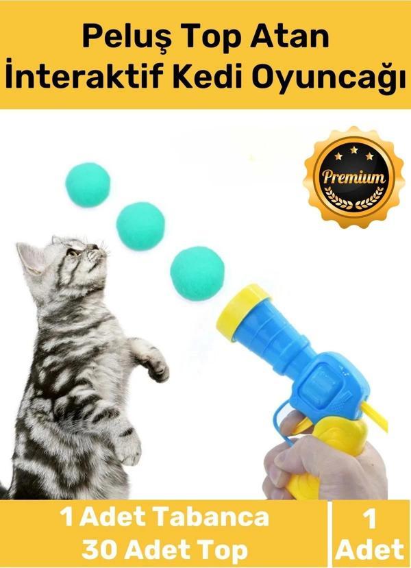 Özel Üretim Evcil Hayvan Tabancalı Hareketli 30 Peluş Toplu Top Atan İnteraktif Kedi Oyuncağı Seti - Image 1