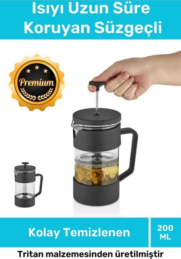 Özel Üretim Isıyı Uzun Süre Koruyan Süzgeçli Bitki Çayı Demliği Filtre Kahve French Press 200 ml - Image 1