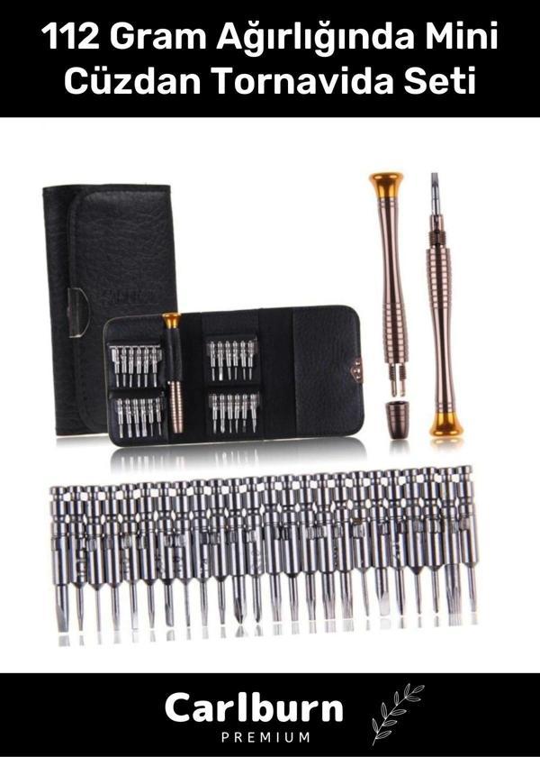 Özel Üretim 112 Gr Ağırlığında Dayanıklı 24 Uçlu 1 Kalemli Hafif Mini Çıtçıtlı Cüzdan Tornavida Seti - Image 1
