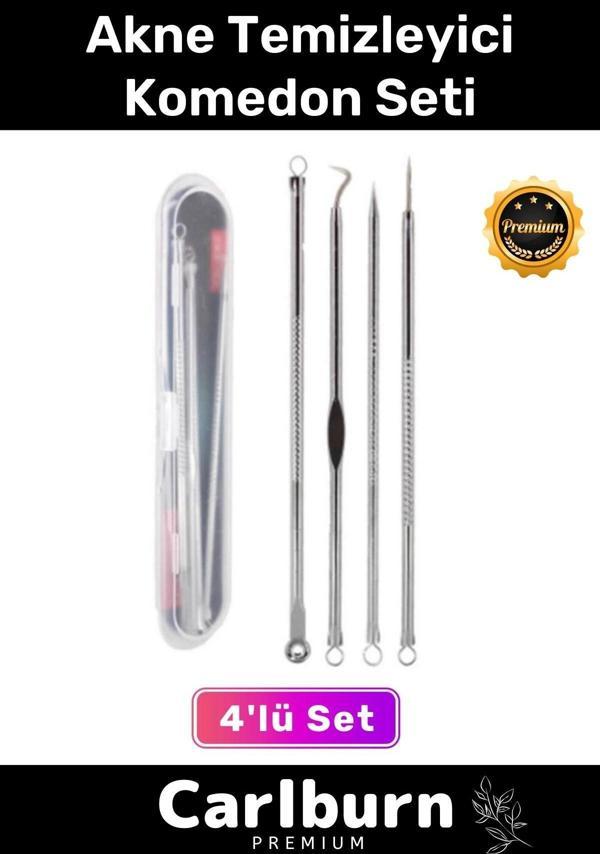 Özel Üretim Paslanmaz Çelik Günlük Cilt Bakım Siyah Nokta Akne Temizleyici Kutulu Komedon 4'lü Set - Image 1