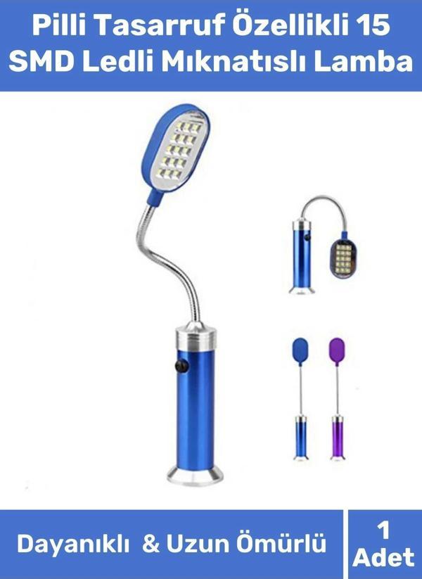 Özel Üretim Beyaz Işık Aleminyum Metal Gövde Pilli Tasarruf Özellikli 15 SMD Ledli Mıknatıslı Lamba - Image 1
