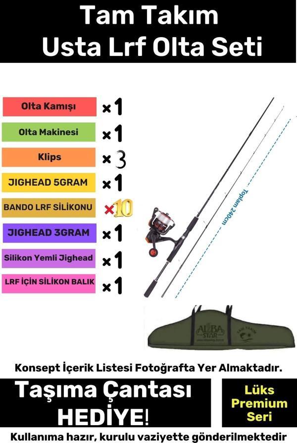 Özel Üretim Şık Taşıma Çantalı Hazır Kurulu Tam Takım Usta Lrf Olta Seti - 3m Kamış - Image 1
