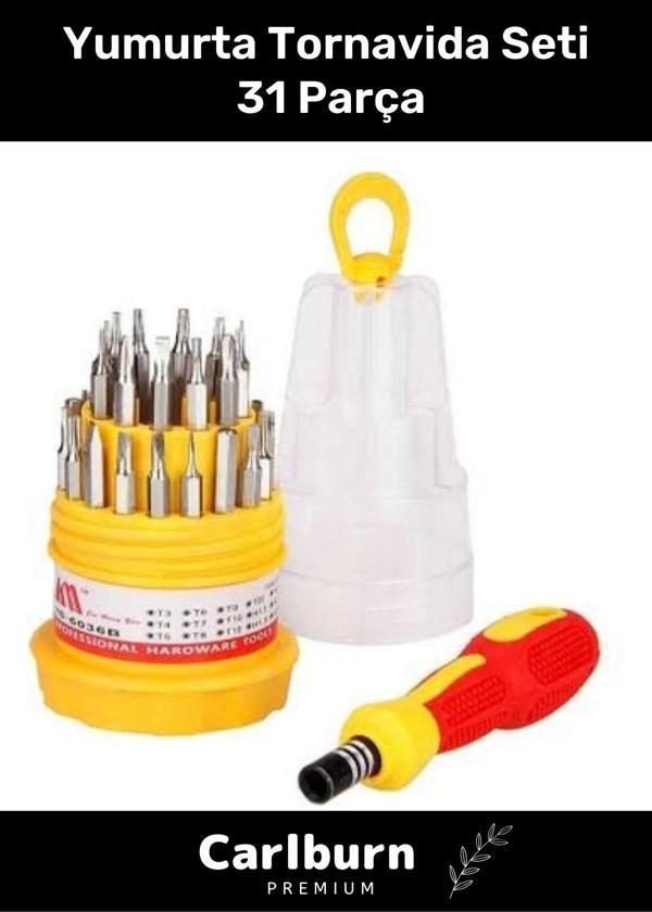 Özel Üretim Çok Amaçlı Metal Başlıklı Kauçuk Tutmalı Rahat Hafif Yumurta Tornavida Seti 31 Parça - Image 1