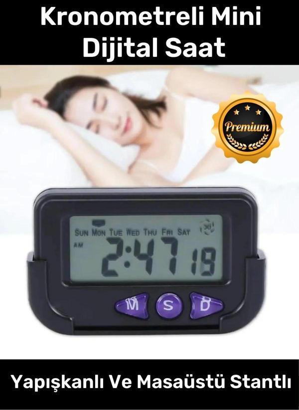 Özel Üretim Yapışkanlı Masaüstü Stantlı Ders Çalışmak Için Alarlı Kronometreli Mini Dijital Saat - Image 1