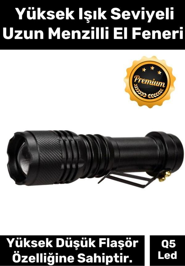 Premium Q5 Led Yüksek Işık Seviyesi Pilli Kamp Balık Dağcılık Uzun Menzilli El Feneri - Image 1