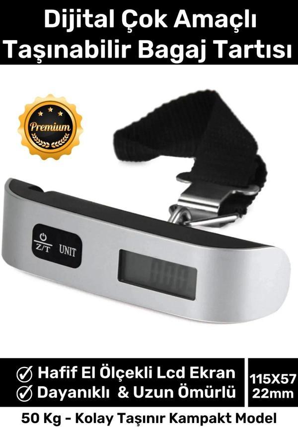Premium Seyahat Bavul Ağırlık Tartı Dijital Lcd Ekran Çok Amaçlı Taşınabilir Bagaj Tartısı Max 50 Kg - Image 1