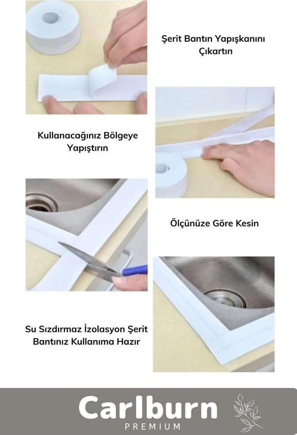 Premium Su Geçirmez Sızdırmaz Dayanıklı Pvc Yağ Kenar Küf Önleyici 3.2m Gri İzolasyon Bant 4 Adet - Image 1