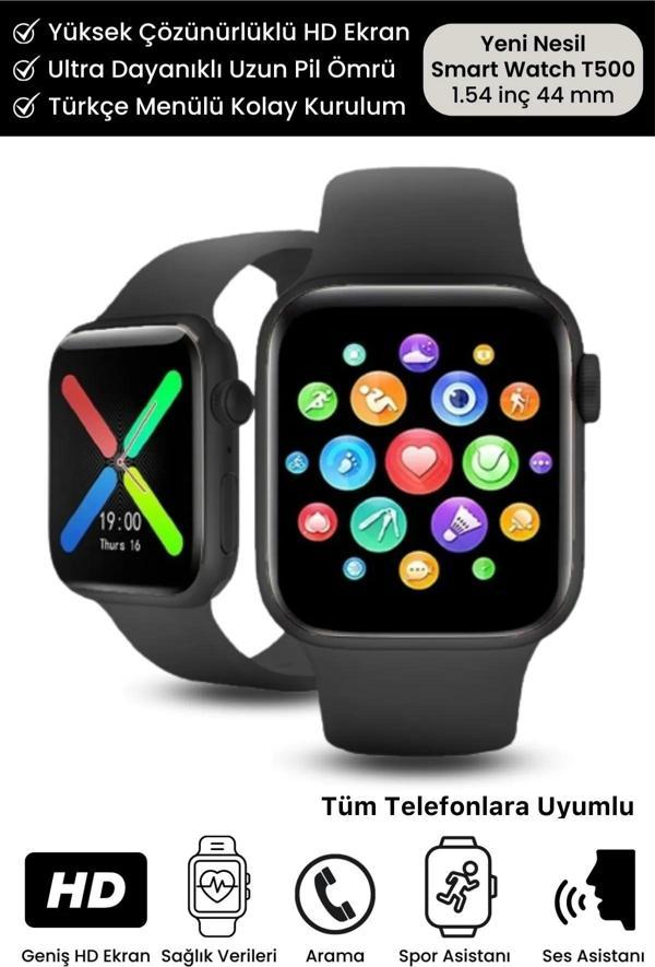 Premium T500 Plus Ips Ekran Spor Sağlık Sensörlü Ios Android Uyumlu Tansiyon Nabız Ölçer Akıllı Saat - Image 1