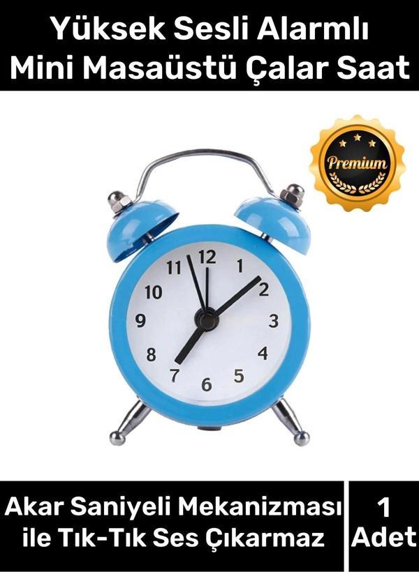 Yüksek Sesli Alarmlı Pilli Dekoratif Çift Çanlı Mini Masaüstü Analog Dekoratif Çalar Saat - Image 1