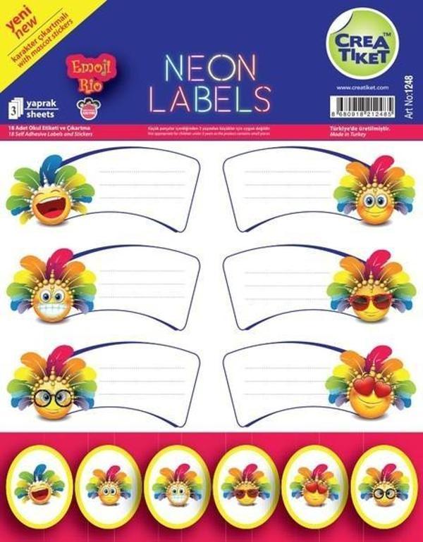 Crea Etiket Neon Çıkartma Emoji Rio - Image 1