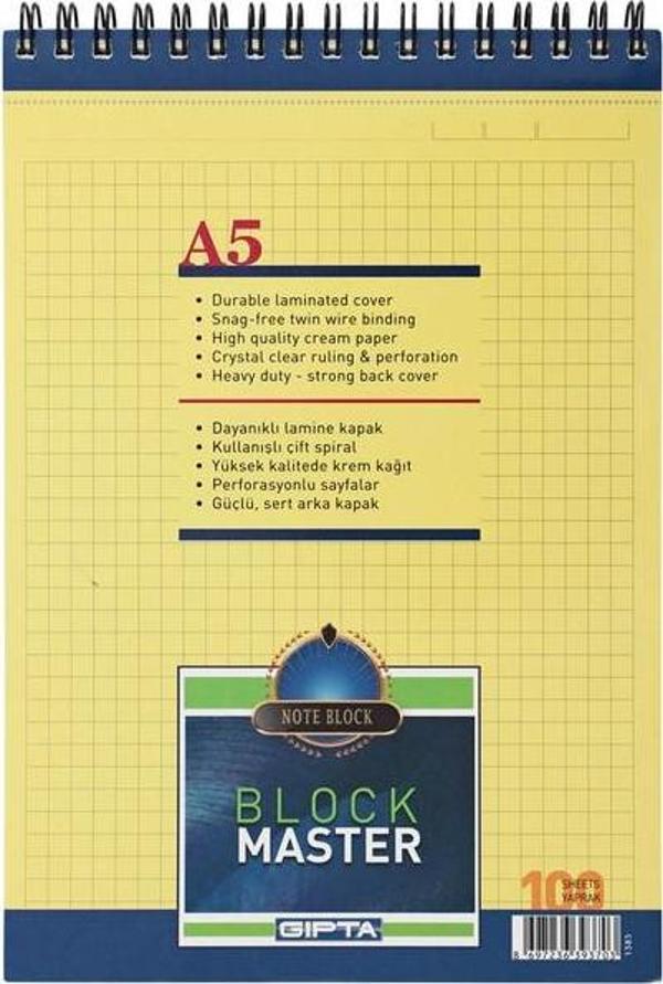 Gıpta Master Blok Spiralli A5 100 Yaprak - Image 1