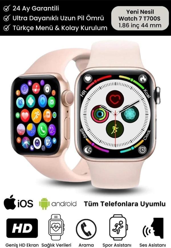Su Geçirmez 45mm T700s Simli Watch 7 Ios Android Sağlık Sensörlü Bluetooth Aramalı Alarm Akıllı Saat - Image 1