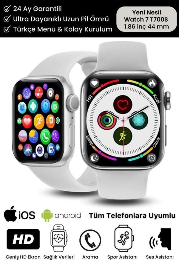 Su Geçirmez 45mm T700s Simli Watch 7 Ios Android Sağlık Sensörlü Bluetooth Aramalı Alarm Akıllı Saat - Image 1