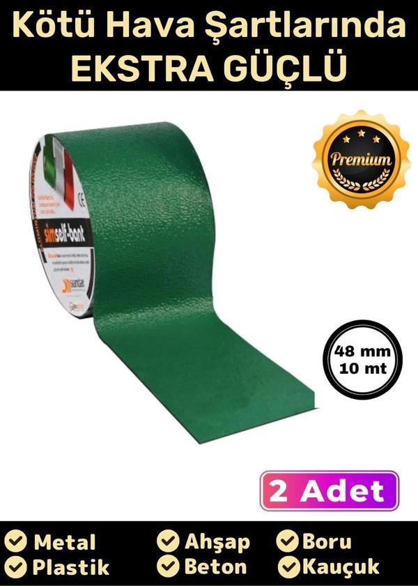Süper Güçlü Su Geçirmez Sızdırmaz Yeşil Renk Çok Amaçlı Tamir ve İzolasyon Bandı 48mm x 10m - 2 Adet - Image 1