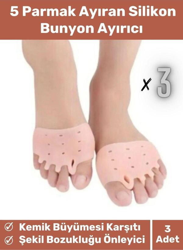 Valgus Silikon Ayak Bunyon Kemik Koruyucu Makaralı Gömleği Halluks Parmak Ayırıcı Düzenleyici 3'lü - Image 1