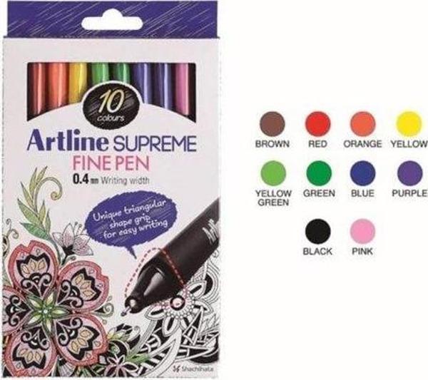 Artline Fine Pen 10Lu Supreme Assorted Box - Image 1