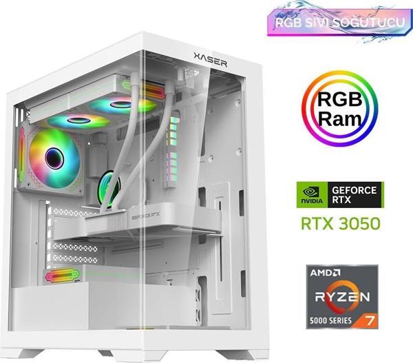 Xaser Xsr820 Ryzen 7 5700x 16GB Ram 512GB M.2 NVMe SSD 6GB RTX3050 Sıvı Soğutma Oyuncu Bilgisayarı - Image 1
