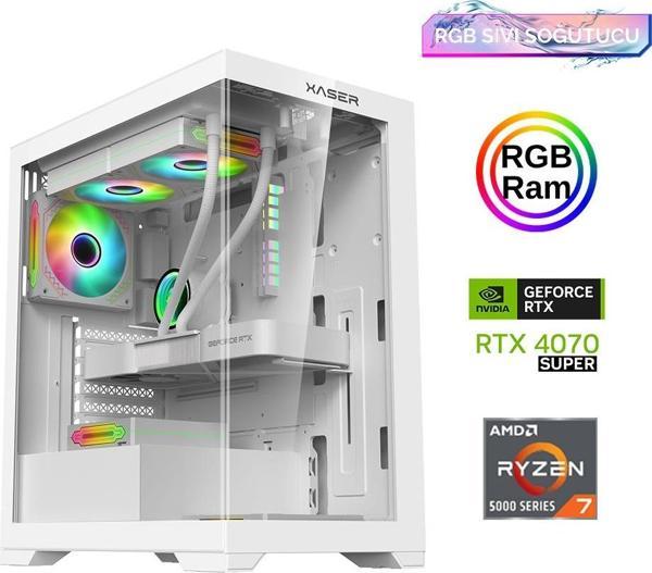 Xaser Xsr829 Ryzen 7 5700x 16GB Ram 512GB M.2 NVMe SSD 12GB RTX4070 SUPER Sıvı Soğutma Oyuncu Bilgisayarı - Image 1