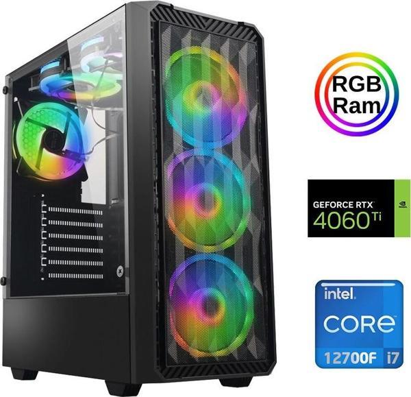 Xaser Xsr882 i7 12700F 16GB Ram 512GB M.2 NVMe SSD 8GB RTX4060Ti Oyuncu Masaüstü Bilgisayarı - Image 1