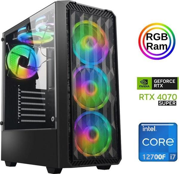 Xaser Xsr883 i7 12700F 16GB Ram 512GB M.2 NVMe SSD 12GB RTX4070 SUPER Oyuncu Masaüstü Bilgisayarı - Image 1