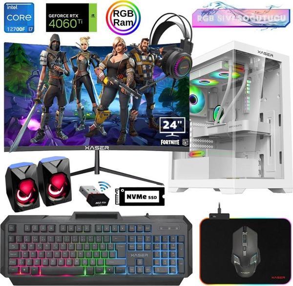 Xaser Xsr897 i7 12700F 16GB Ram 512GB M.2 NVMe SSD 8GB RTX4060Ti 23.8" 180Hz Curved Oyuncu Bilgisayarı - Image 1