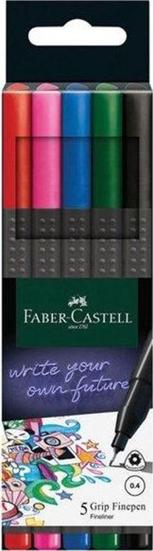 Faber-Castell Grip Finepen 0.4mm 5li Klasik Renkler - Image 1