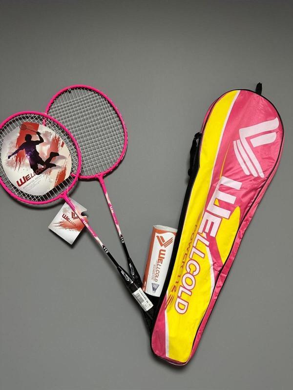 Wellcold 2 Adet Profesyonel Badminton Raketi Deluxe Badminton Çantası Seti + 3 Adet Badminton Topu 112 - Image 1