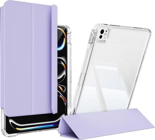 Apple iPad Pro 12.9 6.Nesil M2 Çipli Magnetik Ayrılabilen Arkası Şeffaf Silikon Airbagli Sliding Tablet Kılıfı - Image 1