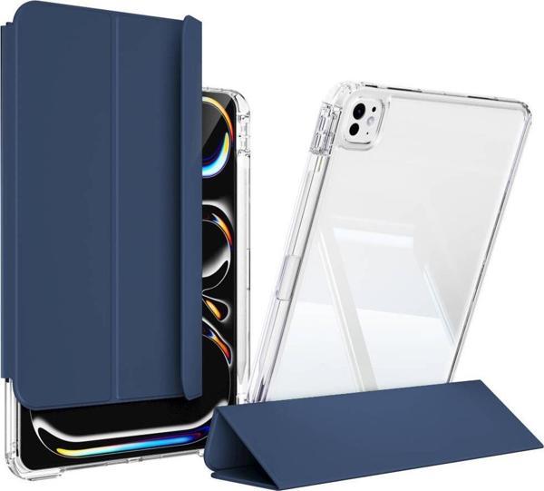 Apple ipad Pro 13 2024 M4 Kılıf Magnetik Ayrılabilen Arkası Şeffaf Silikon Mıknatıslı Airbagli Sliding Tablet Kılıfı - Image 1