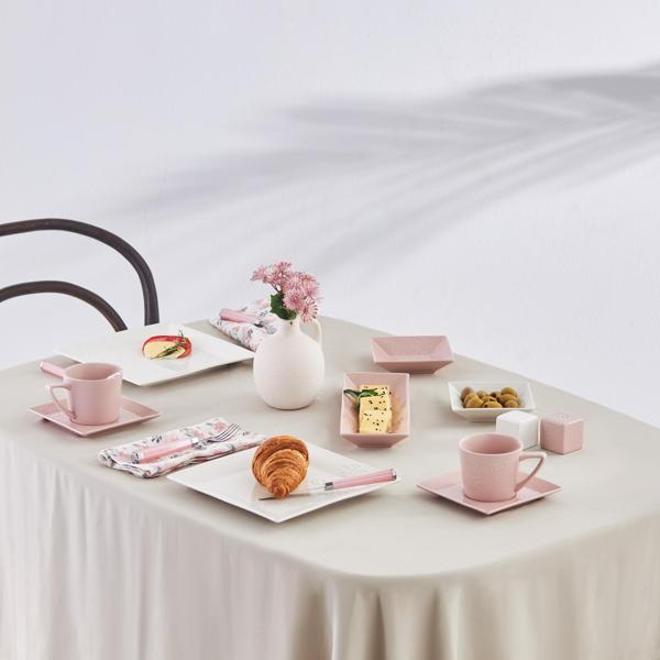 Karaca Forever Bone Trend Emboss Porselen 32 Parça 6 Kişilik Kahvaltı Takımı Pink - Image 1
