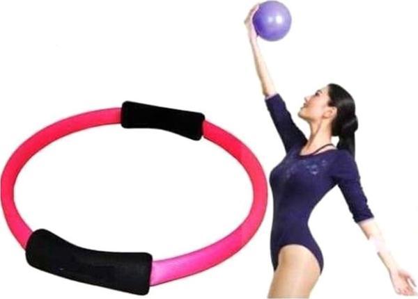 Leyaton Yoga Pilates Çemberi + 20Cm Pilates Topu Fuşya Renk - Image 1