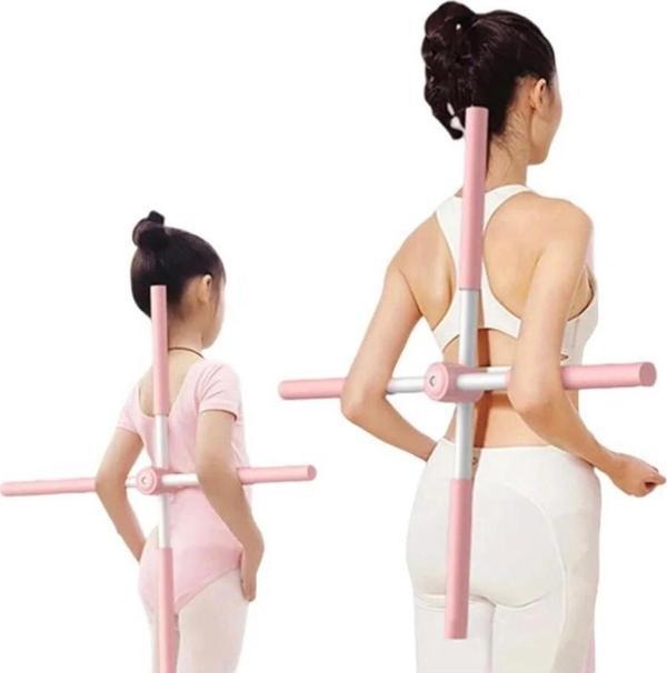 Leyaton Pembe Kambur Eğitim Çubuğu Yoga Sopa Germe Aracı Sırt Ateli Barı Demiri Postür Düzeltici - Image 1