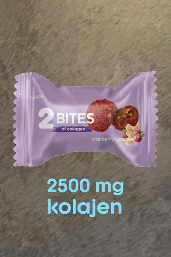 Uniq2Go 2 Bites Kaju Ve Kızılcık Parçacıklı Kolajen-Protein Topu (16G) - Image 1